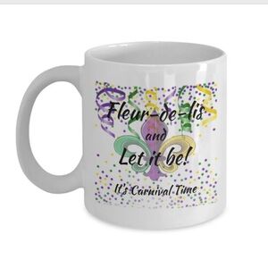 NOLA Fleur de lis carnival Time coffee mug.